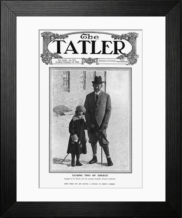Framed Print : Tatler cover - King Constantine of Greece at St. Moritz