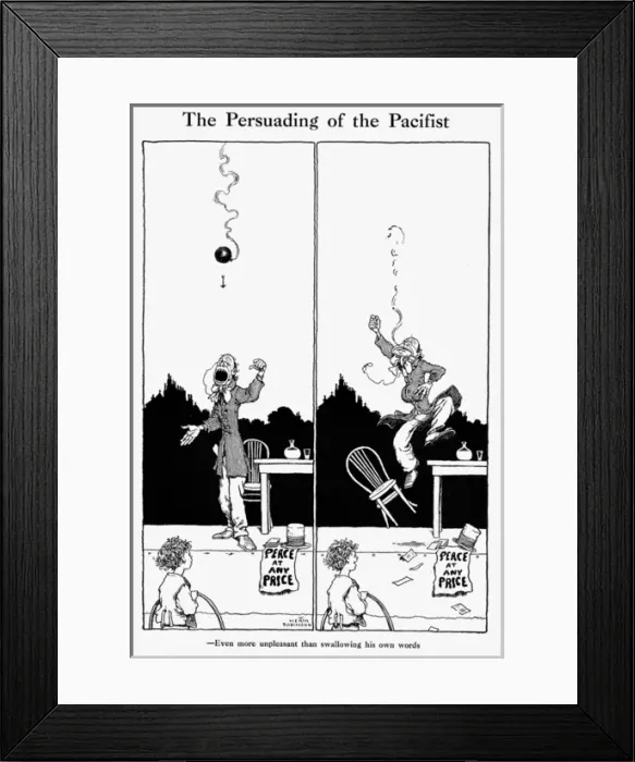 Framed Print : The Persuading of the Pacifist, by W. Heath Robinson Framed Print : The Persuading of the Pacifist, by W. Heath Robinson