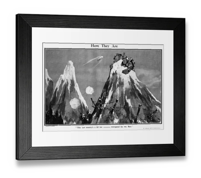 Framed Print : Here They Are, by Bairnsfather Framed Print : Here They Are, by Bairnsfather