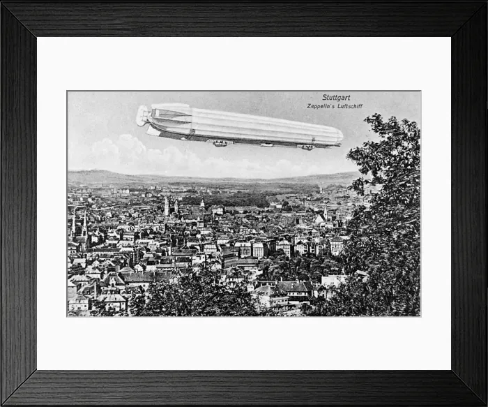 Framed Print : Zeppelin airship over Stuttgart, Germany Framed Print : Zeppelin airship over Stuttgart, Germany