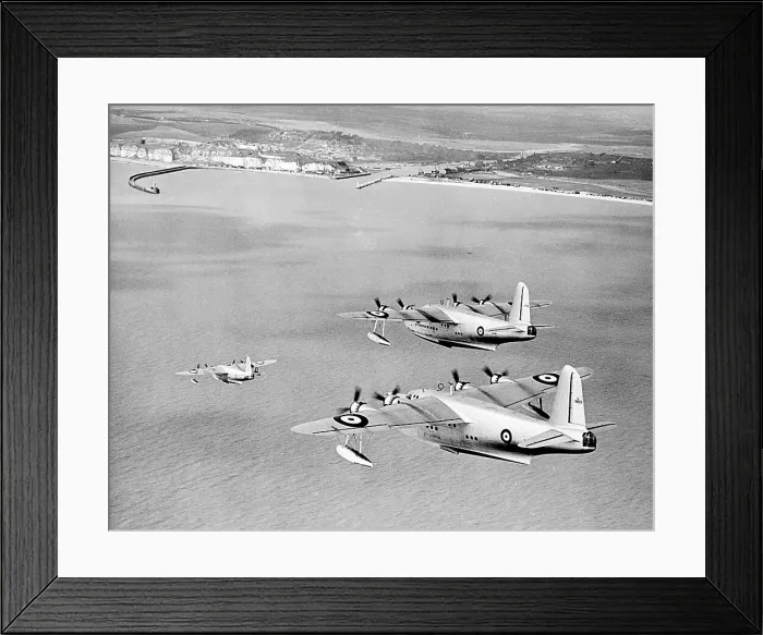 Framed Print : Short Sunderland RAF flying boats in formation Framed Print : Short Sunderland RAF flying boats in formation