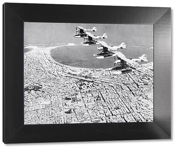 Four RAF seaplanes flying over Alexandria, Egypt