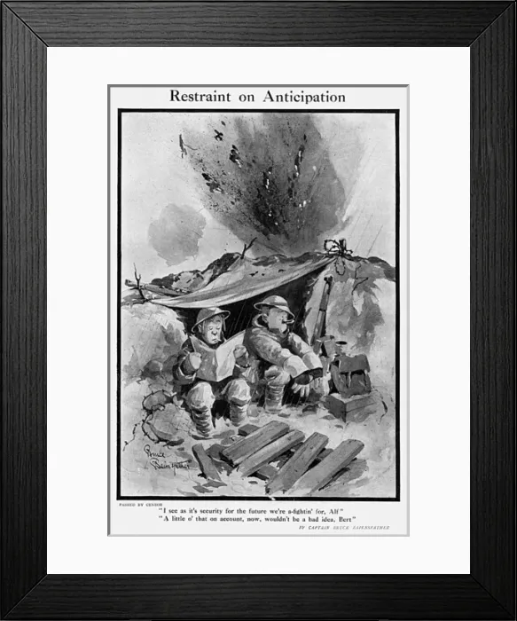 Framed Print : Restraint on Anticipation, by Bairnsfather Framed Print : Restraint on Anticipation, by Bairnsfather