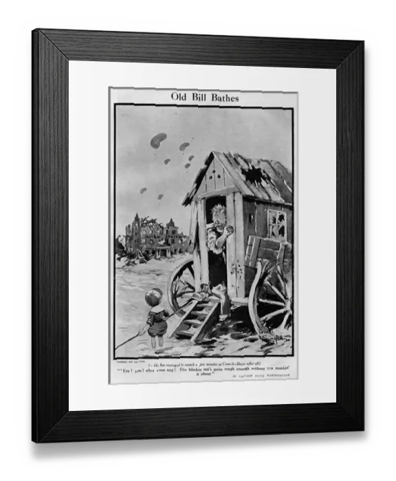 Framed Print : Old Bill Bathes, by Bairnsfather Framed Print : Old Bill Bathes, by Bairnsfather
