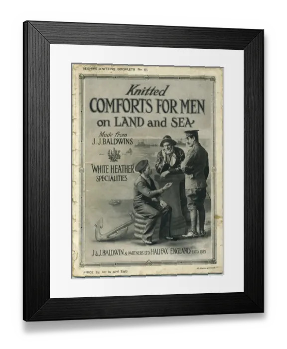Framed Print : Baldwins knitting leaflet, WW1 Framed Print : Baldwins knitting leaflet, WW1