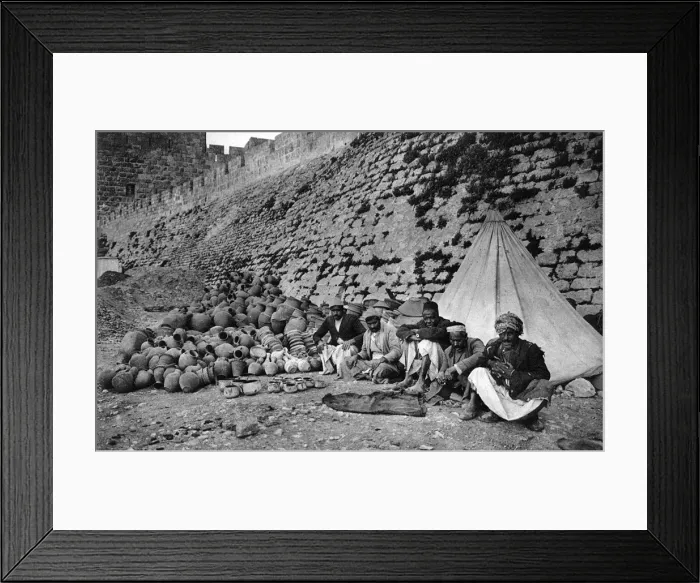 Framed Print : Pottery dealers at City Wall, Jerusalem Framed Print : Pottery dealers at City Wall, Jerusalem
