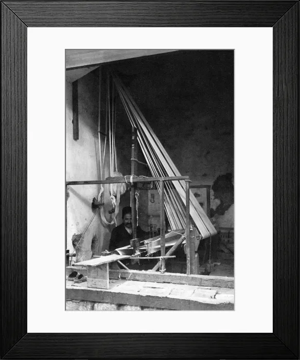 Framed Print : Weaver at a loom, Jerusalem Framed Print : Weaver at a loom, Jerusalem