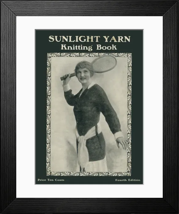 Framed Print : Sunlight Yarn Knitting book - vintage tennis fashion Framed Print : Sunlight Yarn Knitting book - vintage tennis fashion