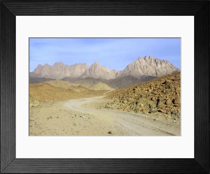Framed Print : Egypt - road winds in rocks in Arabian desert Framed Print : Egypt - road winds in rocks in Arabian desert