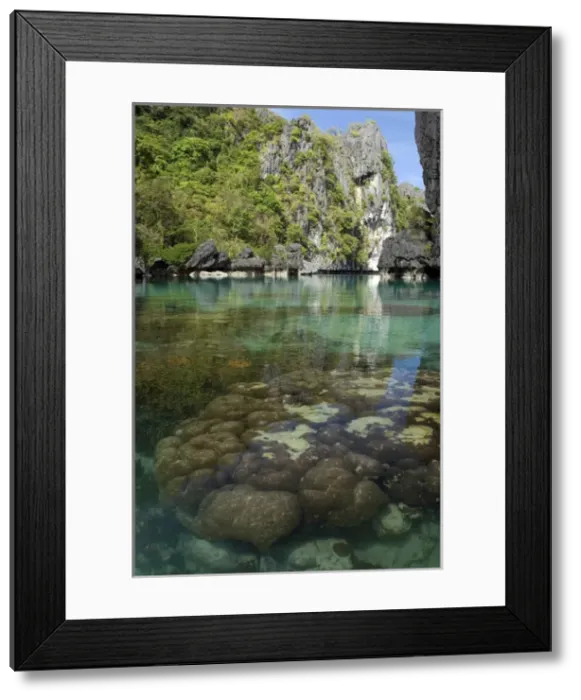 Framed Print : The exit (between the rocks) of a Big Lagoon of Framed Print : The exit (between the rocks) of a Big Lagoon of
