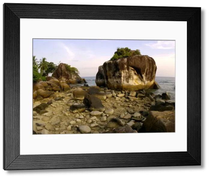 Framed Print : Volcanic boulders on a beach of Tioman Island Framed Print : Volcanic boulders on a beach of Tioman Island
