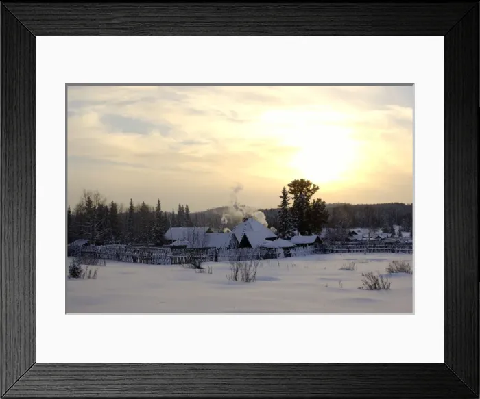 Framed Print : Russian village at midwinter sunset Framed Print : Russian village at midwinter sunset