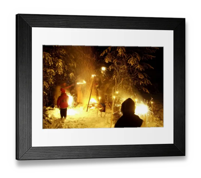 Framed Print : A Russian family celebrates New Year by a bonfire Framed Print : A Russian family celebrates New Year by a bonfire