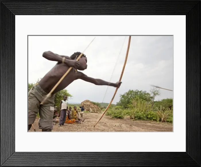 Framed Print : Hadzabe Tribal Boys - with bow and arrow - less Framed Print : Hadzabe Tribal Boys - with bow and arrow - less
