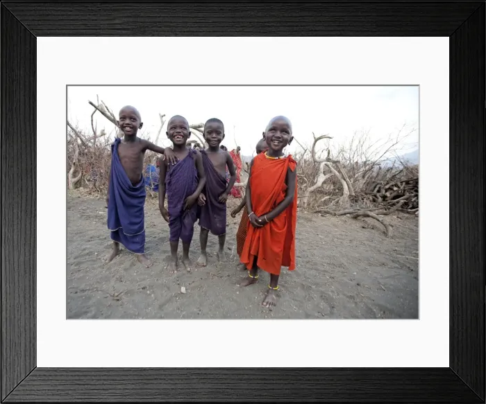 Framed Print : Msai Children - smiling Framed Print : Msai Children - smiling