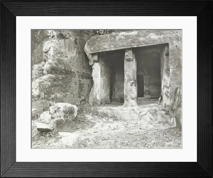 Framed Print : India - Entrance portico to a typical Budhist cave, Khondagi Framed Print : India - Entrance portico to a typical Budhist cave, Khondagi