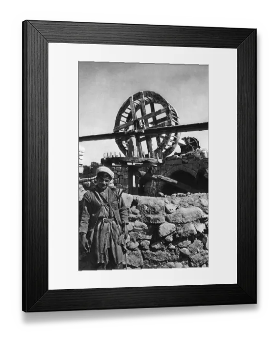 Framed Print : Man in front of a well, Beersheba, Holy Land