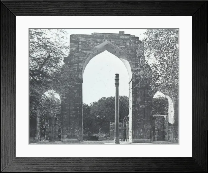 Framed Print : India - The Kutab The Great Central Arch + Iron Pillar Framed Print : India - The Kutab The Great Central Arch + Iron Pillar
