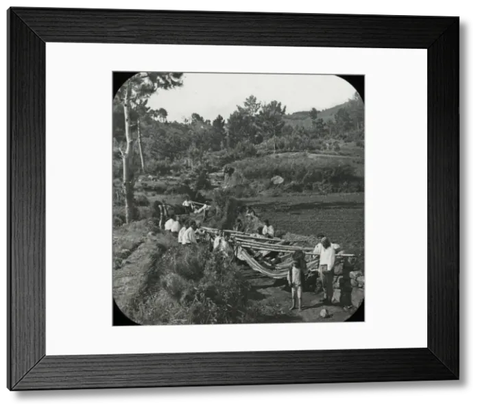 Framed Print : Visit to Madeira - Hammock men resting Framed Print : Visit to Madeira - Hammock men resting