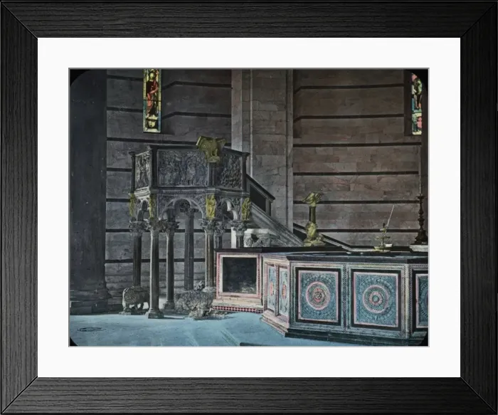 Framed Print : Rome, Italy - Interior of Baptistery and Pisanos Pulpit Framed Print : Rome, Italy - Interior of Baptistery and Pisanos Pulpit