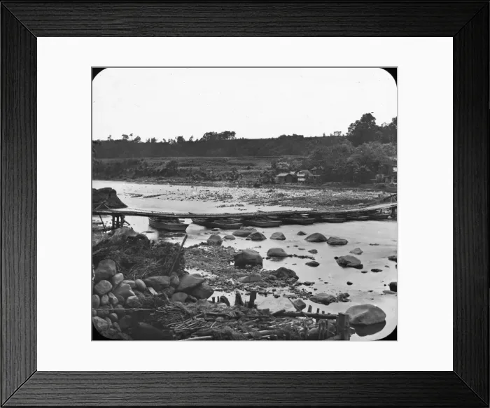 Framed Print : Japan - Pontoon Bridge across a River Framed Print : Japan - Pontoon Bridge across a River