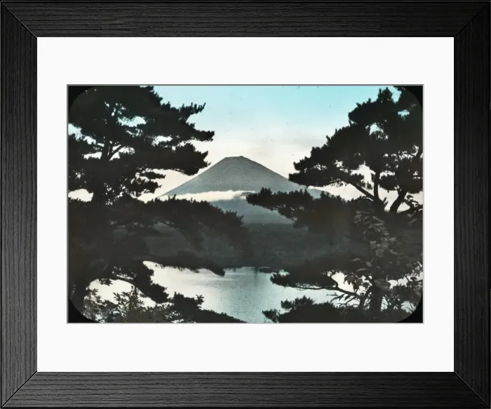 Framed Print : Japan - Mountain top behind a lake Framed Print : Japan - Mountain top behind a lake