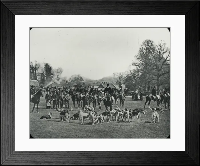 Framed Print : British Country Scene - meet of the deer hounds Framed Print : British Country Scene - meet of the deer hounds