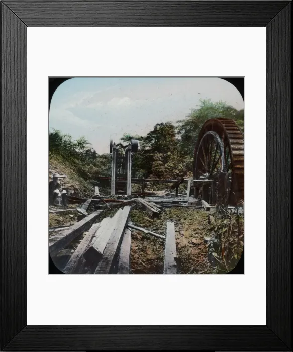 Framed Print : Central America - Gold Mining - Lantern Slide series Framed Print : Central America - Gold Mining - Lantern Slide series
