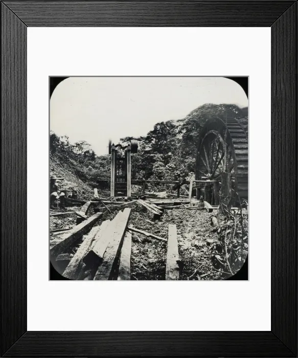 Framed Print : Central America - Gold Mining - Lantern Slide series Framed Print : Central America - Gold Mining - Lantern Slide series