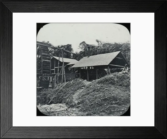 Framed Print : Central America - Gold Mining - Lantern Slide series Framed Print : Central America - Gold Mining - Lantern Slide series