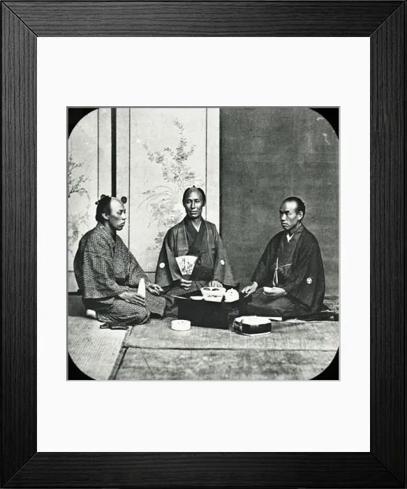 Framed Print : Japan - Meal time Three men sit together Framed Print : Japan - Meal time Three men sit together