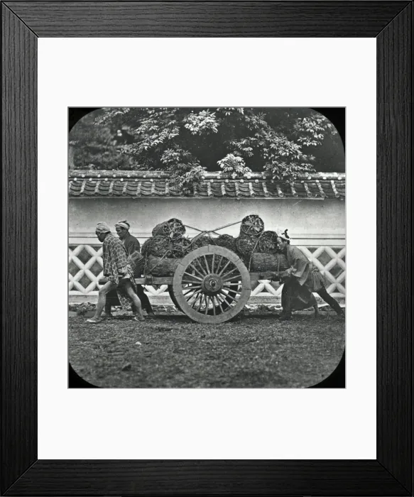Framed Print : Japan - A Handcart and coolies Framed Print : Japan - A Handcart and coolies