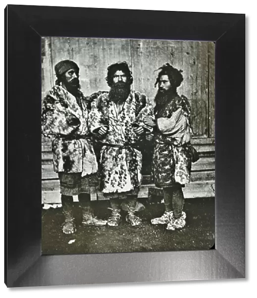 Japan - A group of three Ainos, the aborigines