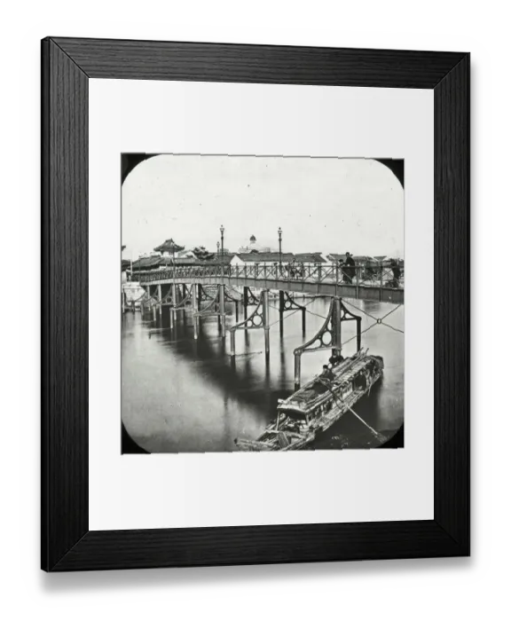 Framed Print : Japan - A new light iron bridge at Osaka