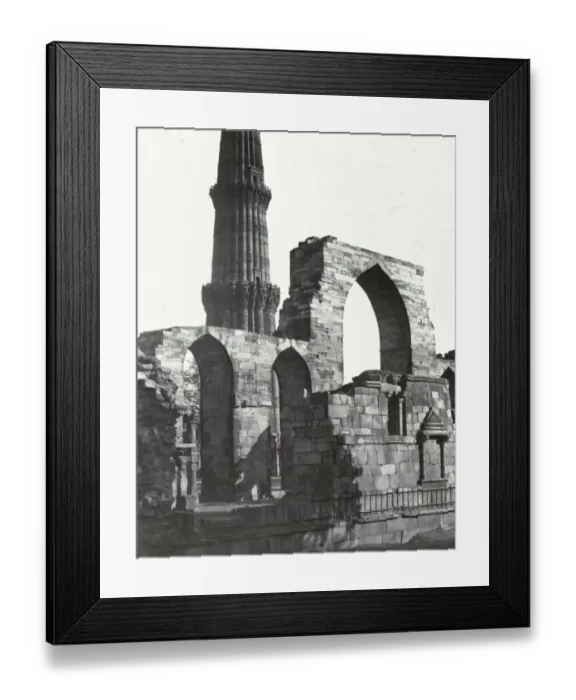 Framed Print : India - The Kutab - Arches and lower part of Tower, Delhi Framed Print : India - The Kutab - Arches and lower part of Tower, Delhi
