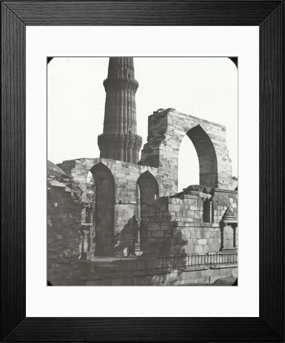 Framed Print : India - The Kutab - Arches and lower part of Tower, Delhi Framed Print : India - The Kutab - Arches and lower part of Tower, Delhi