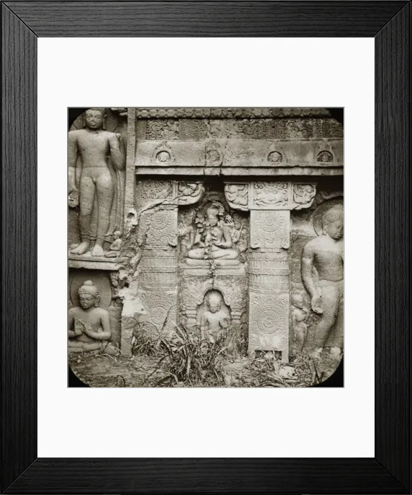 Framed Print : Indian stone relief carving on a temple facade Framed Print : Indian stone relief carving on a temple facade