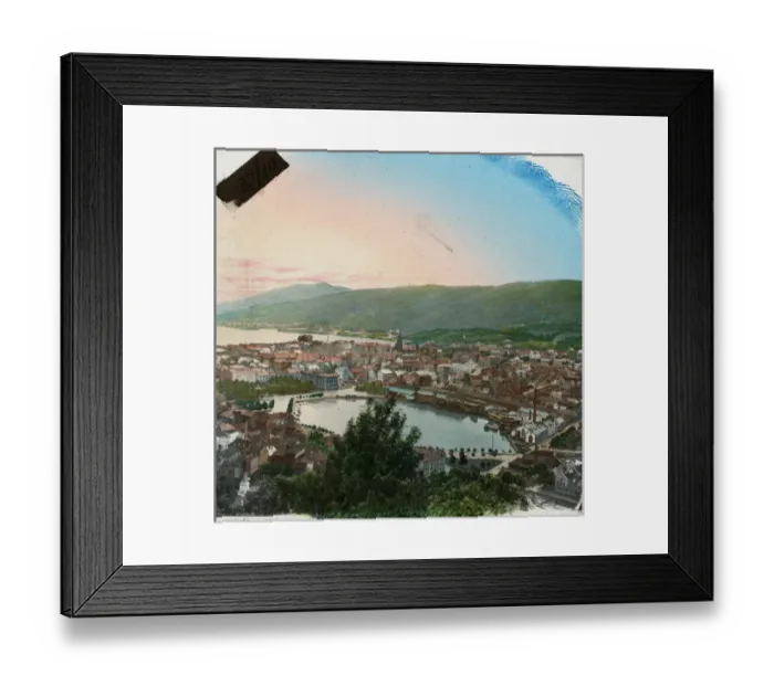 Framed Print : Town by the sea with an inland dock
