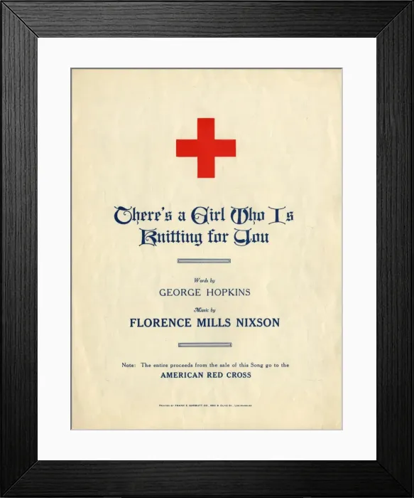 Framed Print : American Red Cross Knitting song sheet music, WW1 Framed Print : American Red Cross Knitting song sheet music, WW1