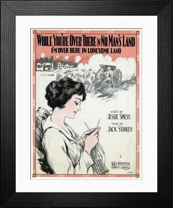 Framed Print : WW1 American knitting song cover Framed Print : WW1 American knitting song cover