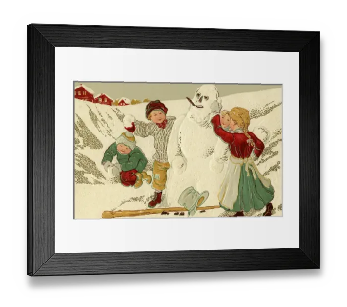 Framed Print : Children building a snowman Framed Print : Children building a snowman