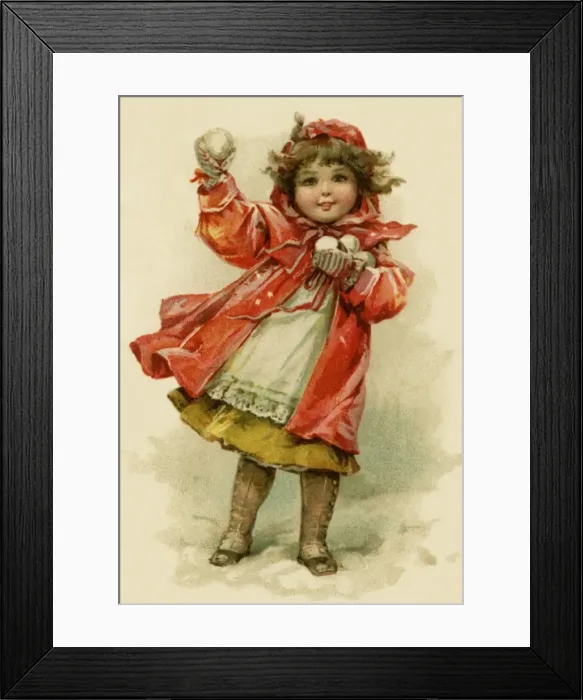 Framed Print : Young girl with snowballs Framed Print : Young girl with snowballs