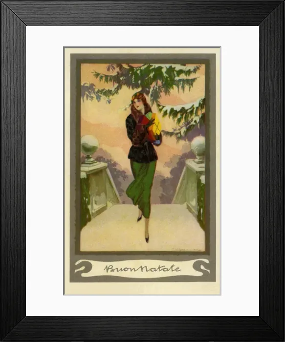 Framed Print : Woman bearing Xmas gifts Framed Print : Woman bearing Xmas gifts