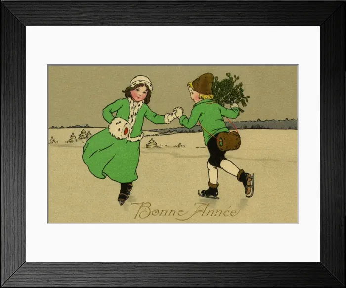 Framed Print : Romantic couple skating