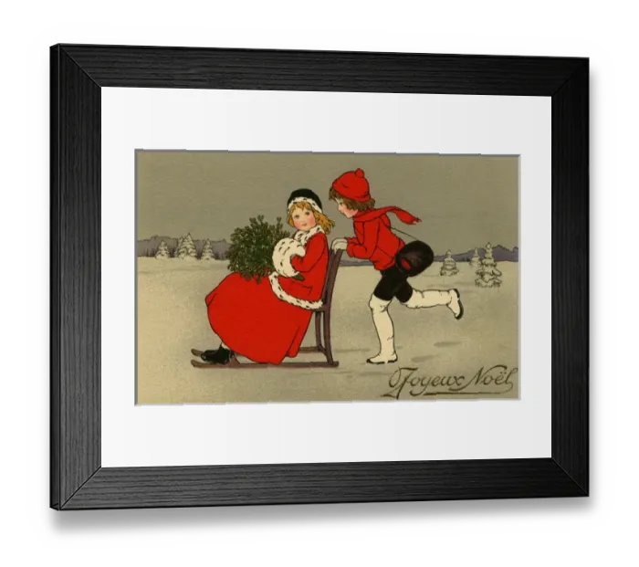Framed Print : Romantic couple & ice carriage Framed Print : Romantic couple & ice carriage