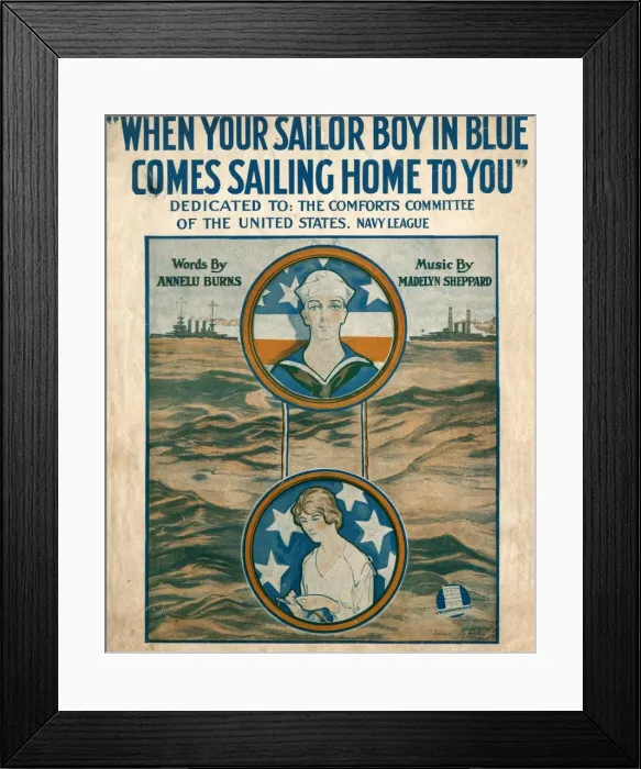 Framed Print : WW1 American knitting song cover Framed Print : WW1 American knitting song cover