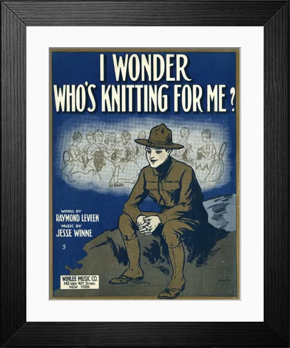 Framed Print : WW1 American knitting song cover Framed Print : WW1 American knitting song cover