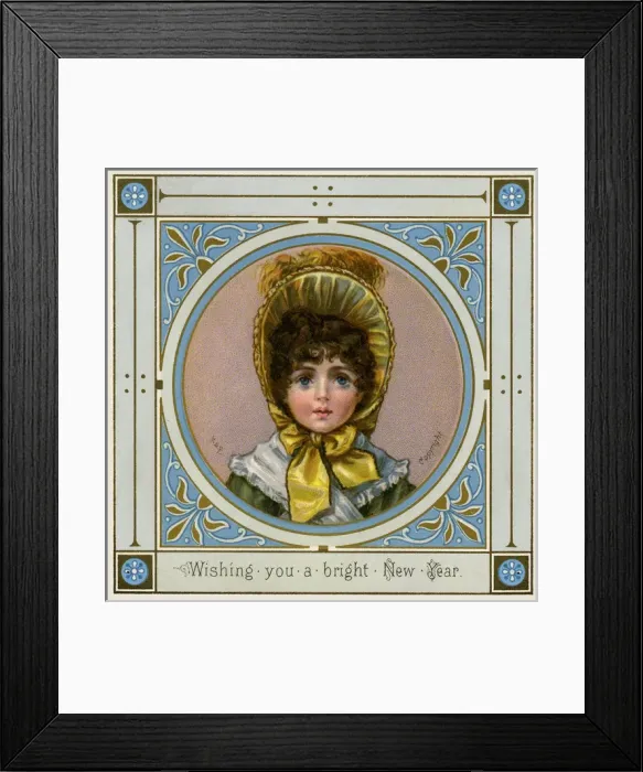 Framed Print : Victorian New Year card