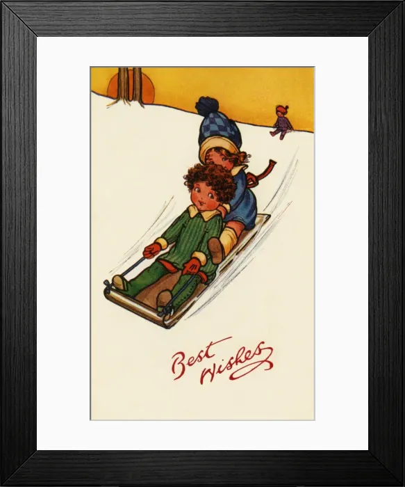 Framed Print : Children on a sled Framed Print : Children on a sled