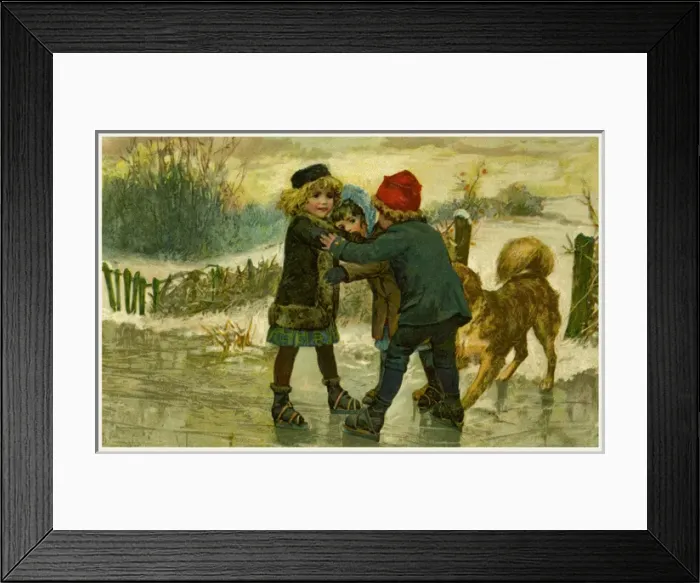 Framed Print : Skating on a frozen pond Framed Print : Skating on a frozen pond